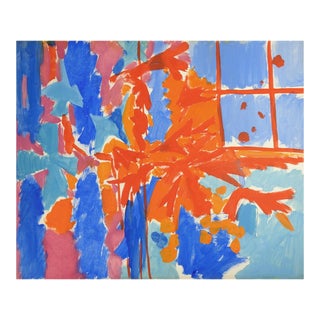 Mid 20th Century Blue Orange Abstract Painting For Sale