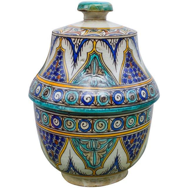 Moroccan Antique Andalusian Ceramic Box For Sale - Image 3 of 12