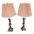 Charles X Style Leather and Patinated Metal Table Lamps, a Pair For Sale
