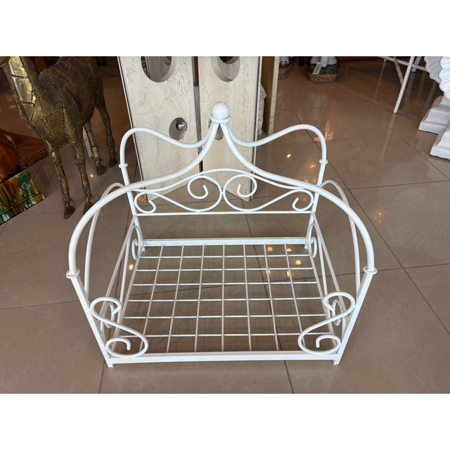 Vintage Newly Finished Upholstered Metal Canopy Dog Pet Bed Palm Beach Pagoda For Sale - Image 10 of 12