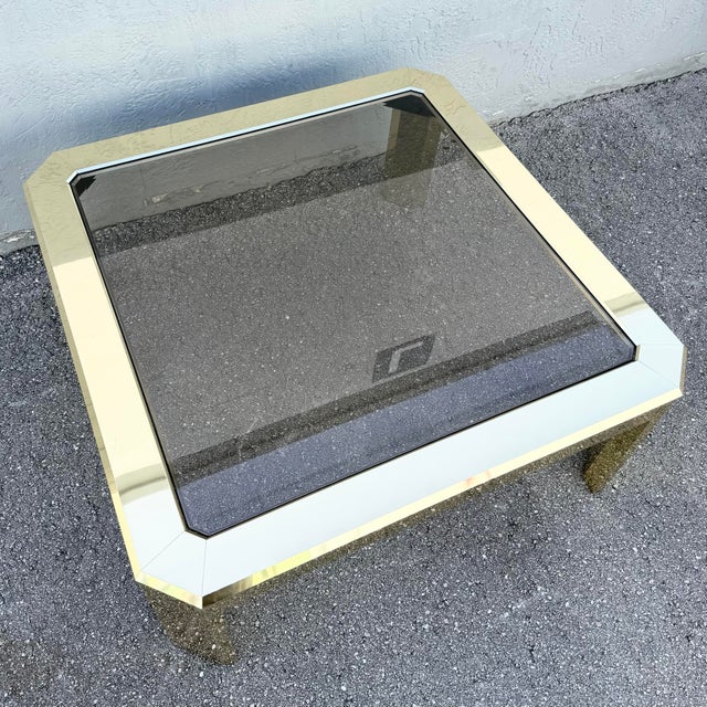 Art Deco Vintage Art Deco Gold and Smoked Glass Coffee Table For Sale - Image 3 of 8