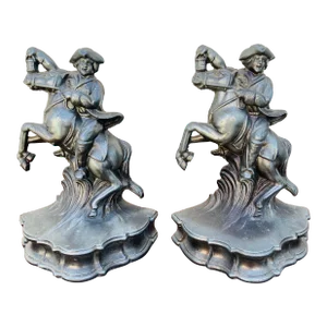 Pair of Late 20th Century Paul Revere Horseman Bookends