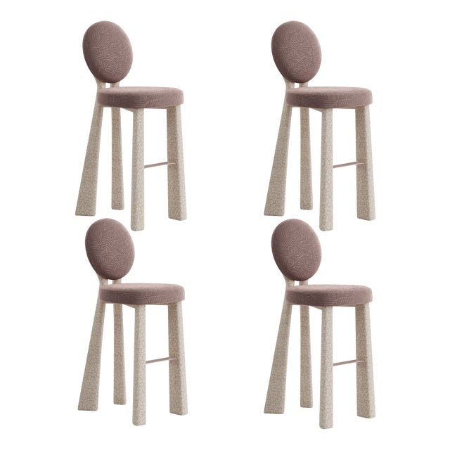 Mary II Bar Chairs with Upholstered Legs by Ottiu, Set of 4 For Sale