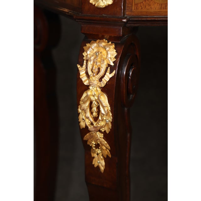 Wood French Louis XV Gilt Bronze Inlaid Attributed Sormani Dessert Table For Sale - Image 7 of 10