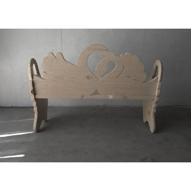 Vintage Hand Carved Pine Swan Motif Bench For Sale - Image 10 of 10