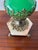 Vintage Green Glass Table Lamp With Ornate Bronze Base & Marble Footed Stand For Sale - Image 4 of 9