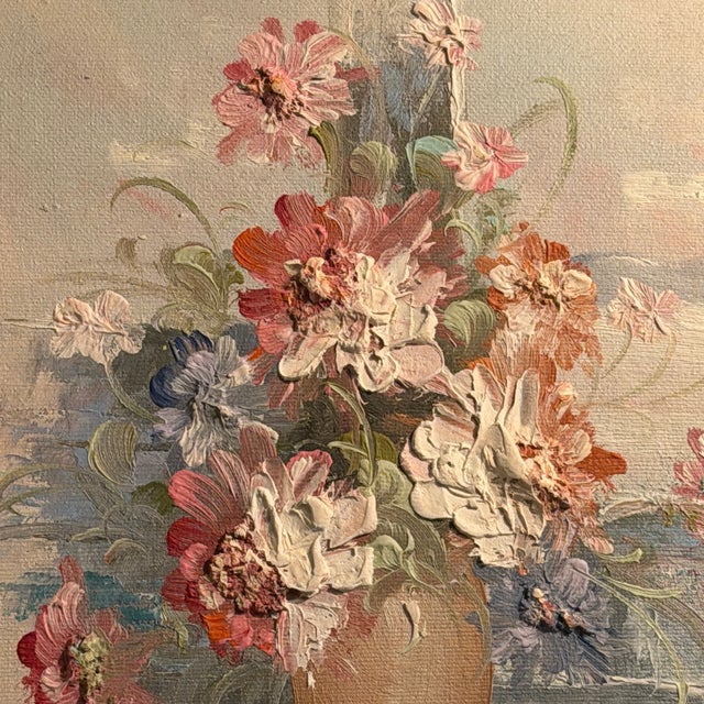 Vintage Impasto Floral Oil Painting on Canvas, Signed "A. Sweeting" For Sale - Image 4 of 16