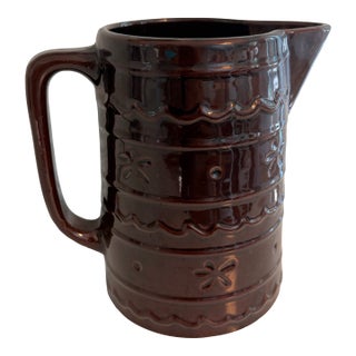 Vintage Mar-Crest Daisy Dot Stoneware Pitcher in Colorado Brown For Sale