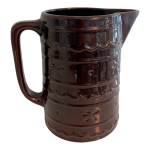 Vintage Mar-Crest Daisy Dot Stoneware Pitcher in Colorado Brown