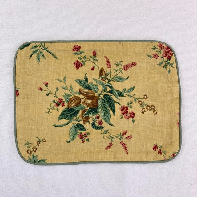 English Designer Schumacher French General "Woodland Foliage" Green Gold Raspberry-Red Botanical Floral Pillow Covers- Pair For Sale - Image 3 of 7