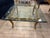 Glass Top Gilt Metal Faux Bois Cocktail Table w/Ogee Edge on Glass Top