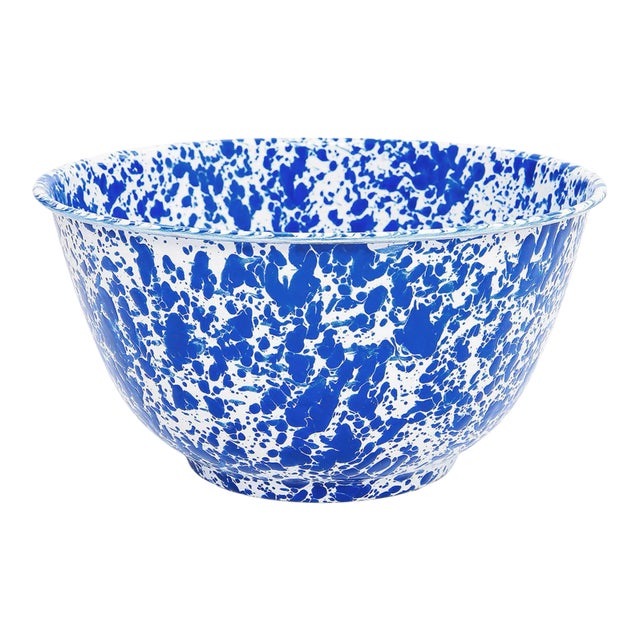 Crow Canyon Home Splatterware, Large Salad Bowl in Blue & White For Sale