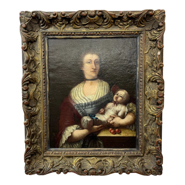 Portrait of Mother and Child 19th Century For Sale