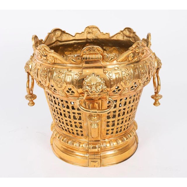 Copper Antique Louis XIV Ormolu Jardinieres, 19th Century, Set of 2 For Sale - Image 8 of 18