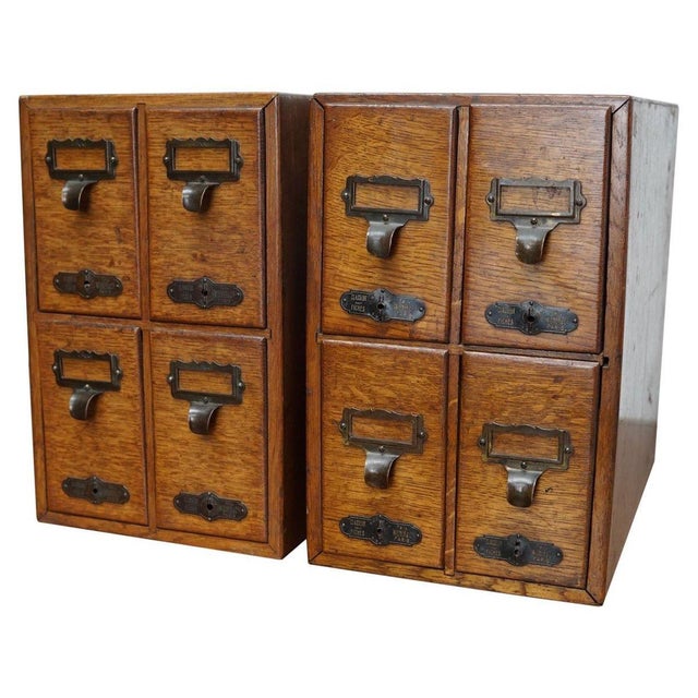 French Oak Apothecary Cabinet / Filing Cabinet, 1920s, Set of 2 For Sale - Image 17 of 17