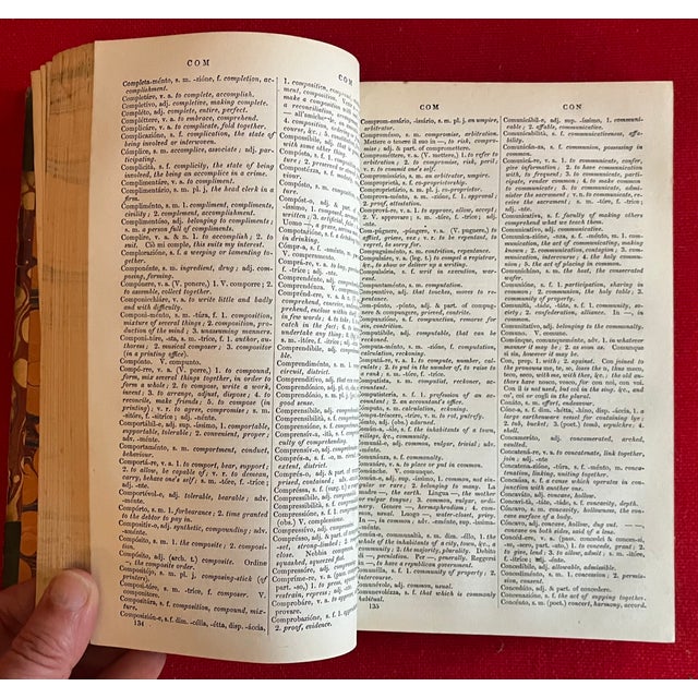 Animal Skin Fine Leather Binding - Italian & English Dictionary - London 1854 For Sale - Image 7 of 9