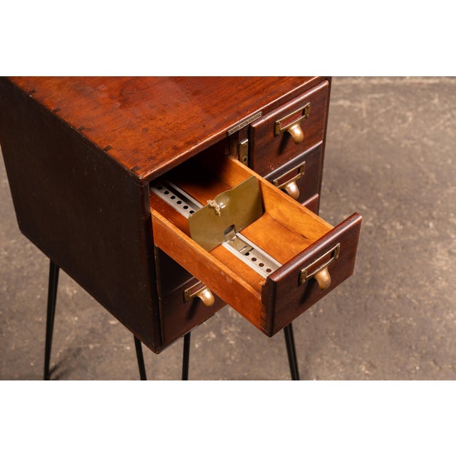 Mid 20th Century Vintage Six-Drawer Card Catalog on Hairpin Legs by Library Bureau For Sale - Image 5 of 7