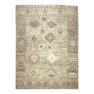 21st Century Turkish Oushak Wool 11x15 Tan, Charcoal & Ivory Handmade Area Rug #1144128 For Sale
