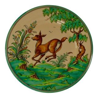 Vintage Large Spanish Majolica Deer Charger Toledo Spain For Sale