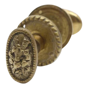 Antique Louis XVI Brass Oval Door Knob Set