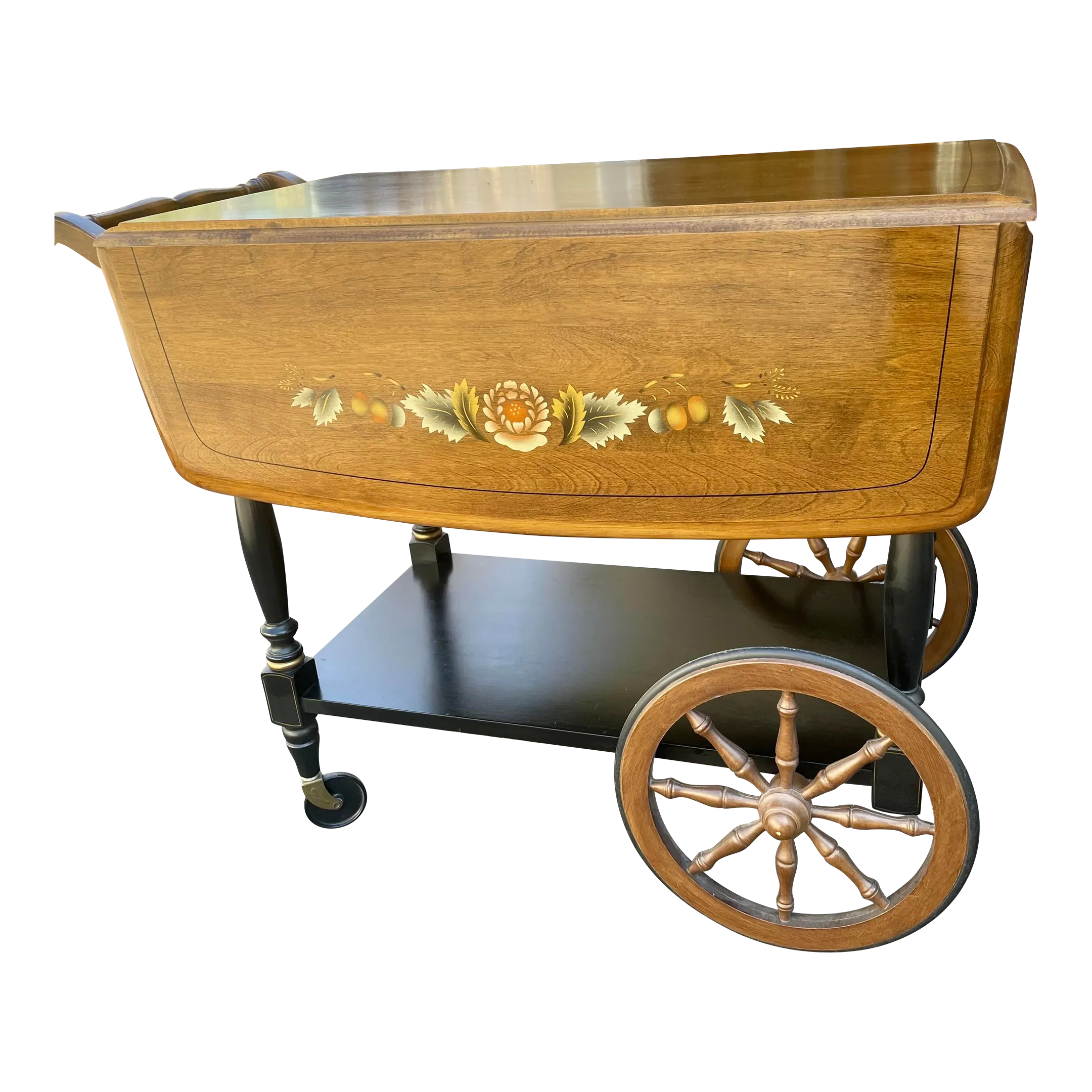Hitchcock Style Drop Leaf Tea Wagon | Chairish