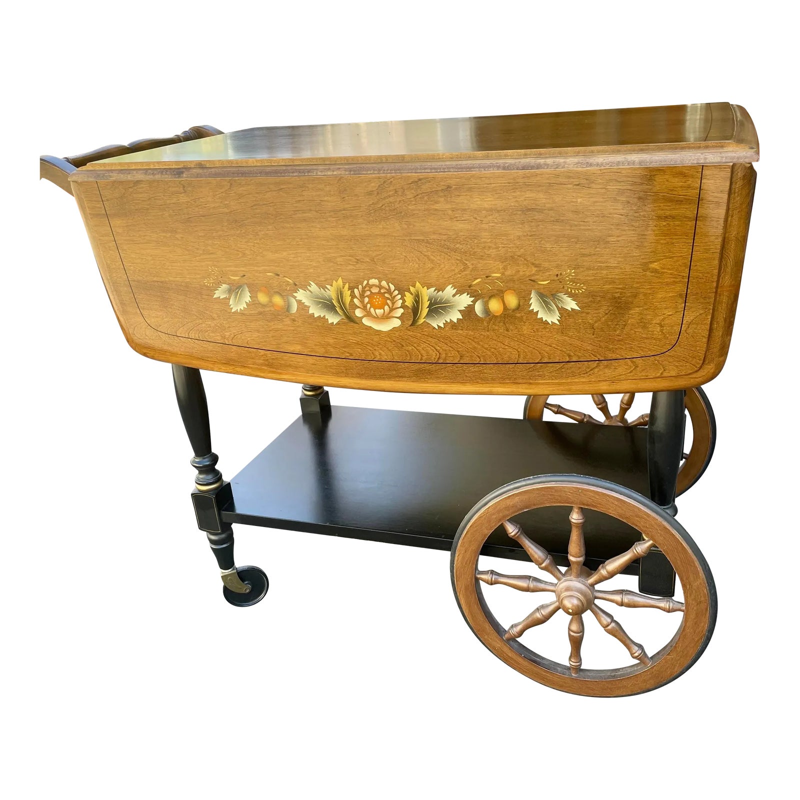 Mid 20th Century Hitchcock Style Drop Leaf Tea Wagon Chairish