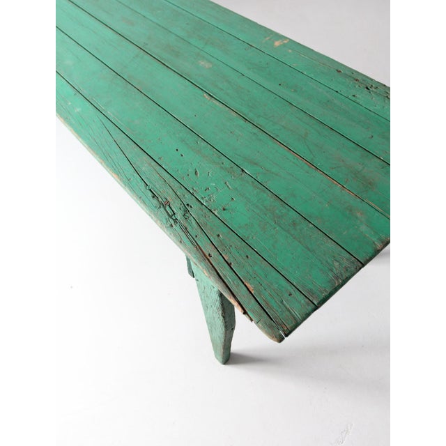 Wood Antique Green Wooden Folding Table 8 Ft For Sale - Image 7 of 18