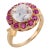 1940s Retro Gia 1.51 Carat Diamond Ruby 14k Yellow Gold Cluster Ring, Size 6 For Sale