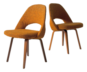 1960s Armless Executive Chairs With Wood Base by Eero Saarinen for Knoll Associates