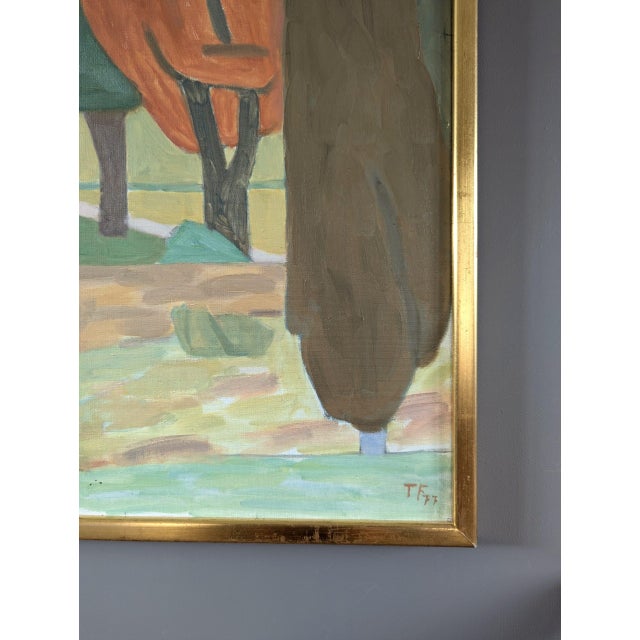 Green 1977 Vintage 'Modernist Forest' Original Landscape Oil Painting by Swedish Artist Ture Fabiansson (1910-1994), Framed For Sale - Image 8 of 11