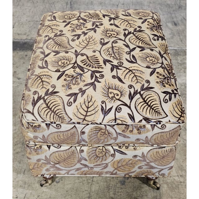 Late 20th Century Stickley Lounge Arm Chair With Matching Ottoman Footstool Needlepoint Fabric For Sale - Image 14 of 16