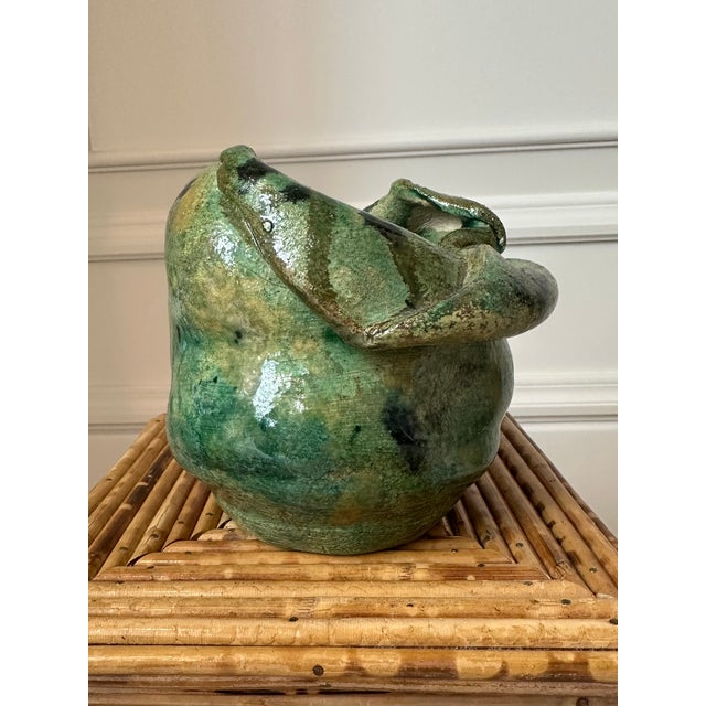 Vintage Handmade Green Chunky Brutalist Vase /Vessel For Sale - Image 10 of 12