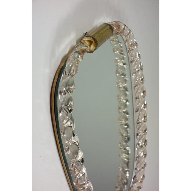 Art Deco Twister Pink Murano Glass Wall Mirror from Seguso, 1930s For Sale - Image 3 of 10