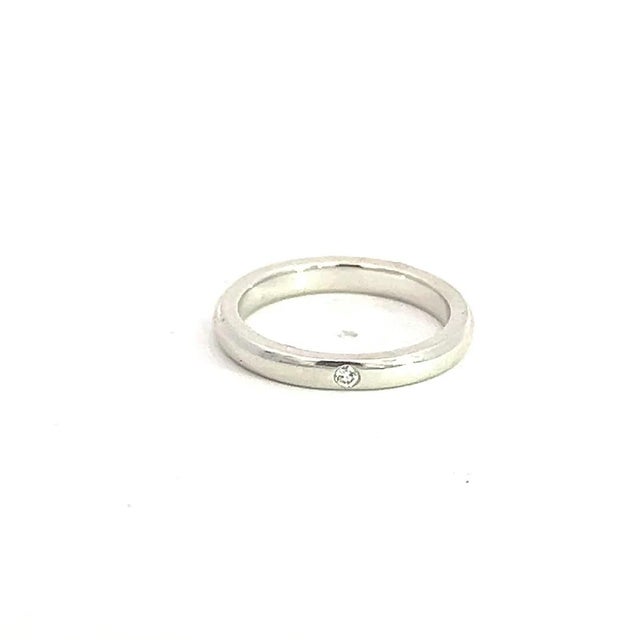 1990s Tiffany & Co Estate Diamond Ring 4.5 Sterling Silver 2.5 mm By Peretti, Size 4.5 For Sale In New York - Image 6 of 7