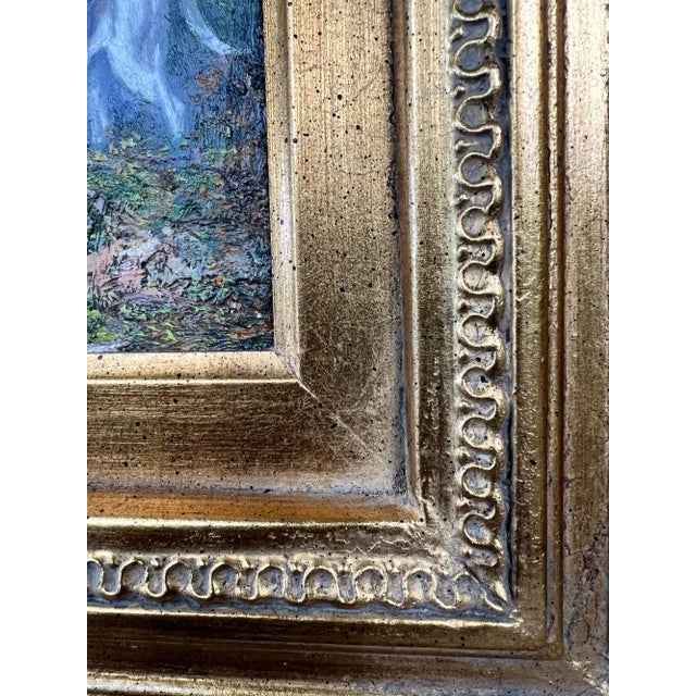 English Sporting Style Oil Painting, Huntsman & Hounds, Ornate Gilt Frame 1980's For Sale - Image 12 of 14
