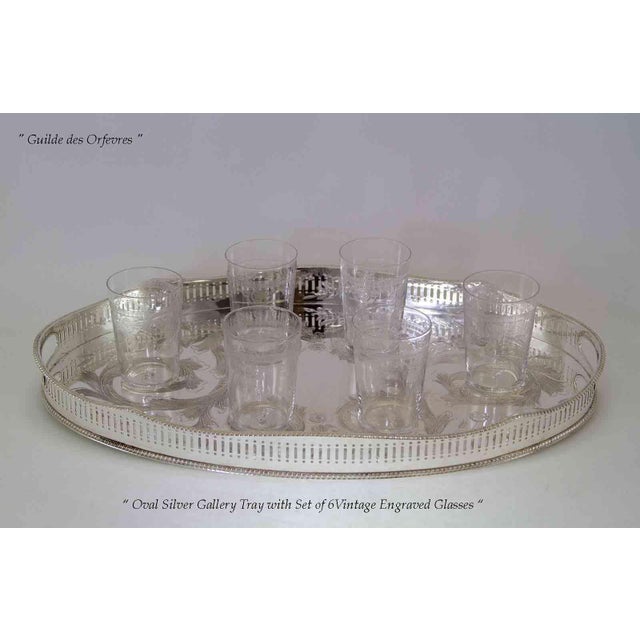 English 1980’s Vintage/New Silver Oval Gallery Tray, Embossed For Sale - Image 3 of 13