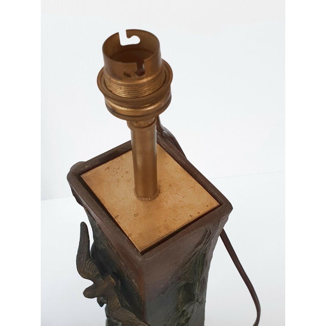 Stone Art Deco Metal and Marble Fisherman's Lamps, 1940s, Set of 2 For Sale - Image 7 of 11