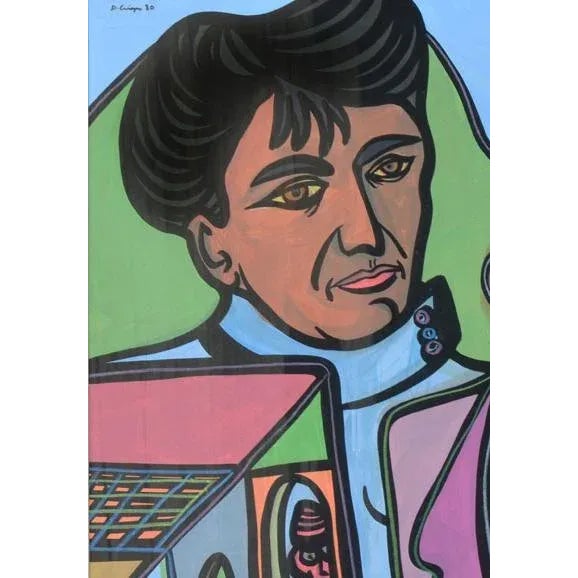 The Three Philadelphians, Large-Scale Vintage Modern Figurative Cityscape Bold color creates tension and arrests the eye...