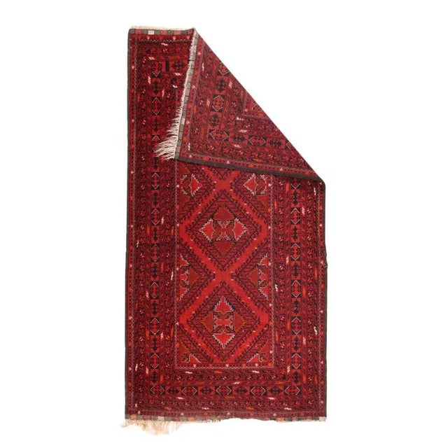 Up for sale is a Semi-Antique Afghan Rug, Size 3'7" x 7'1", Circa 1950's