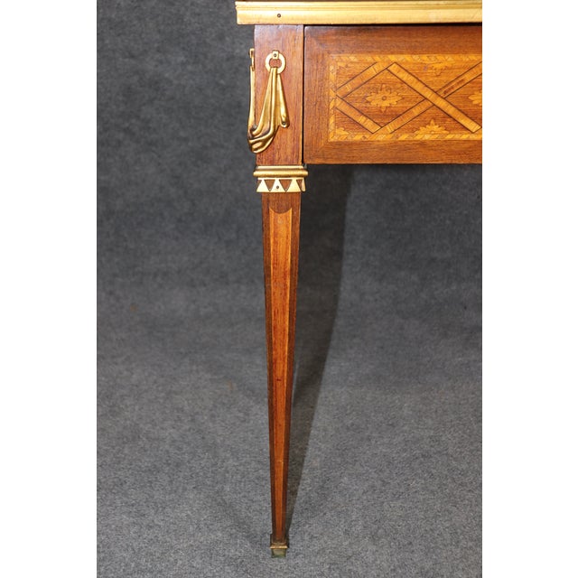Fine French Louis XVI Marquetry Tulipwood and Kingwood End Table With Bronze For Sale - Image 9 of 12