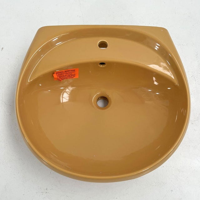 Vintage Mustard Round Sink from Keramag Keravit, 1980s For Sale - Image 6 of 8