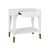 Wood Matthew Izzo Home Ronny Glossy White Lacquer One Drawer Side Table With Antique Brass Foot Caps For Sale - Image 7 of 7