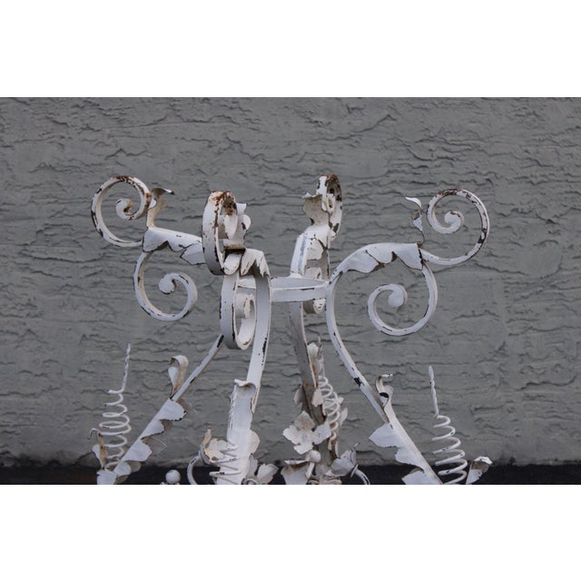 Hollywood Regency Vintage Italian Style Painted Wrought Iron Garden Plant Stand or Table Base For Sale - Image 3 of 16