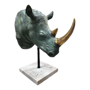 Vintage Italian Rhino Bronze Sculpture 1970s