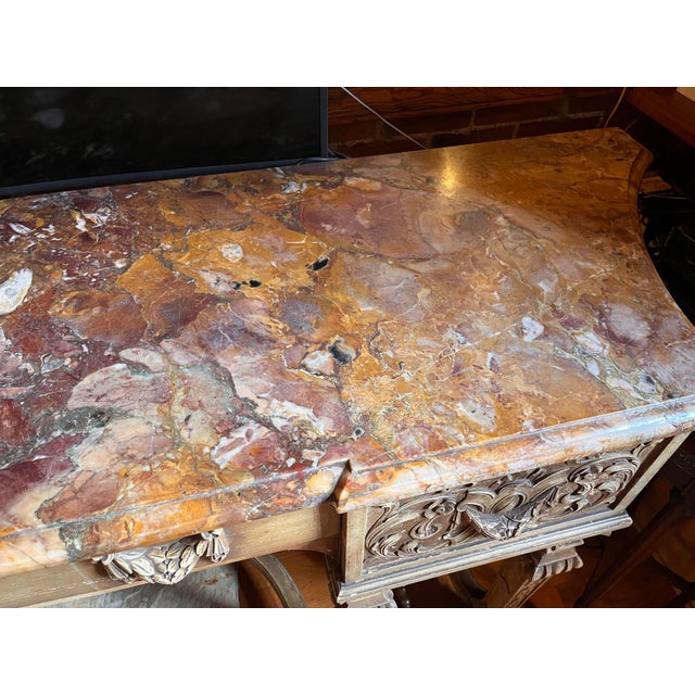Early 20th Century Antique Breche De Vendome Marble Console Table For Sale - Image 5 of 6
