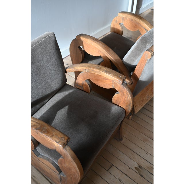 Gray Danish Art Deco Lounge Chairs in Mohair For Sale - Image 8 of 9