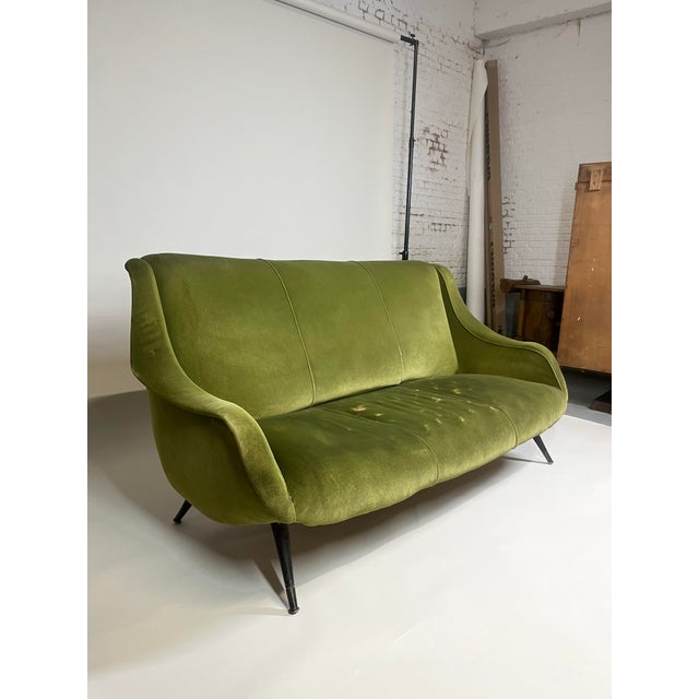 Vintage Italian Velvet Sofa, 1960s For Sale - Image 4 of 8