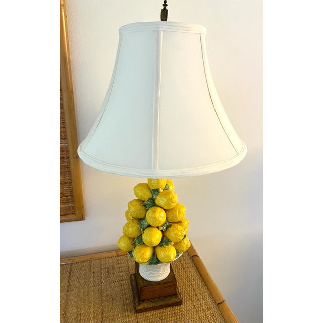 Vintage Italian Lemon Topiary Lamp With Gilded Base For Sale - Image 12 of 12