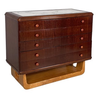 Art Deco Italian Chest of Drawers in Wood and Marble, 1930s For Sale