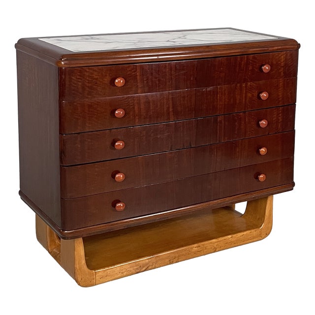 Art Deco Italian Chest of Drawers in Wood and Marble, 1930s For Sale